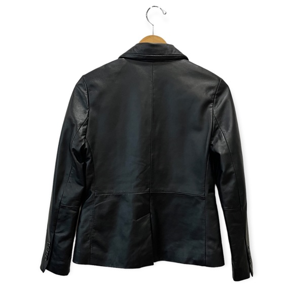 LaMarque Elza Notched Collar Black Leather Blazer Jacket - Picture 4 of 15